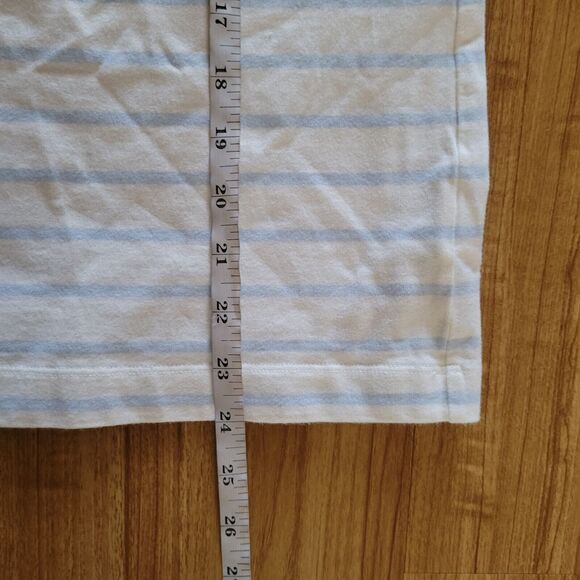 Lauren Ralph Lauren Top Shirt Womens Large White Blue Striped Lace Up 3/4 Sleeve - Picture 8 of 11